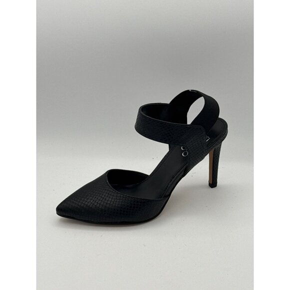 Black Franco Sarto Pointed Toe Ankle Strap High Heel Pumps Professional Textured - Picture 7 of 8